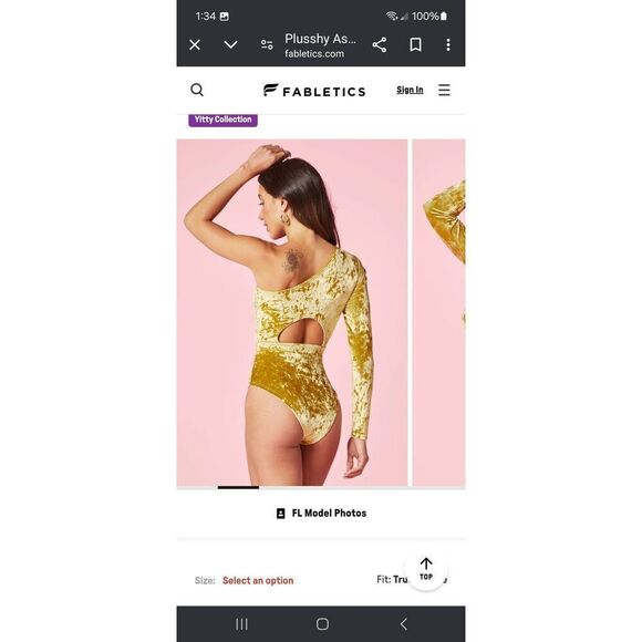 New Small Fabletic Yitty Olive Juice Plusshin Asymmetrical Bodysuit One Shoulder - Picture 2 of 10